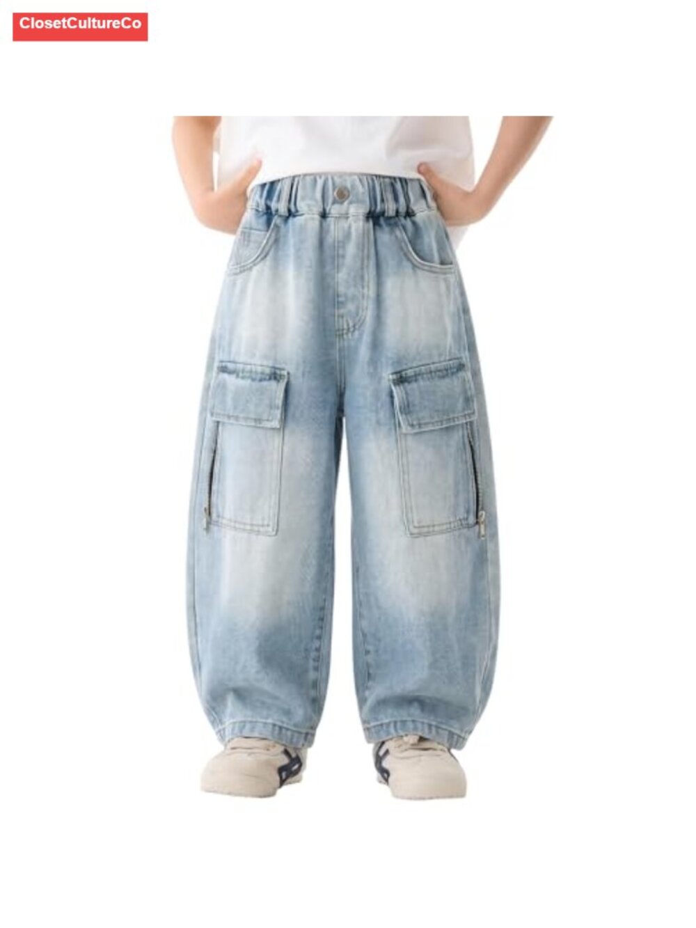 Toddler Boys Baggy Wide Leg Denim Pants Cargo Harem Jeans